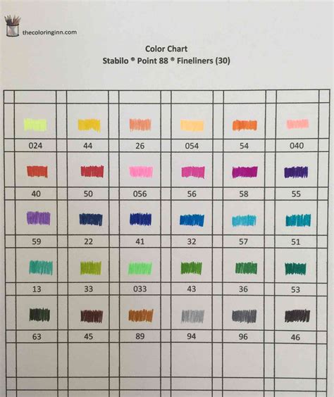 stabilo markers color chart